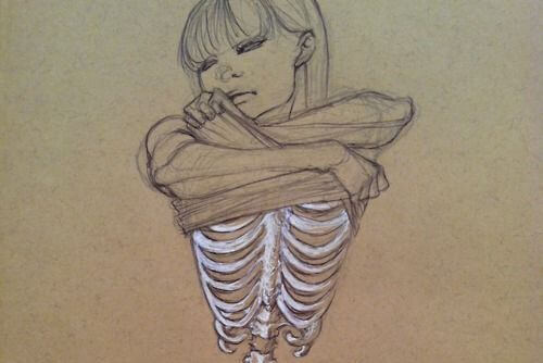 derisini bile soyunup sadece kemik kalan kız