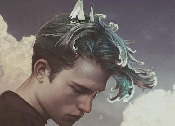 genç adam tekne saçlar