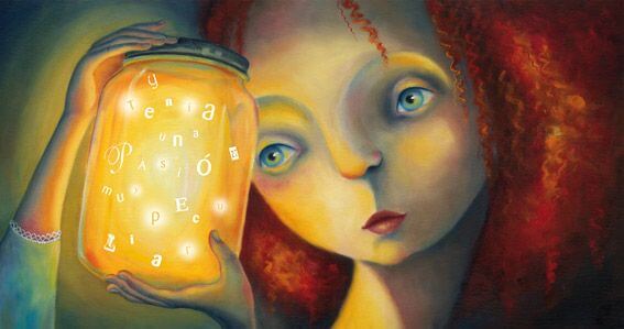 kavanozda ışık saçan harfler