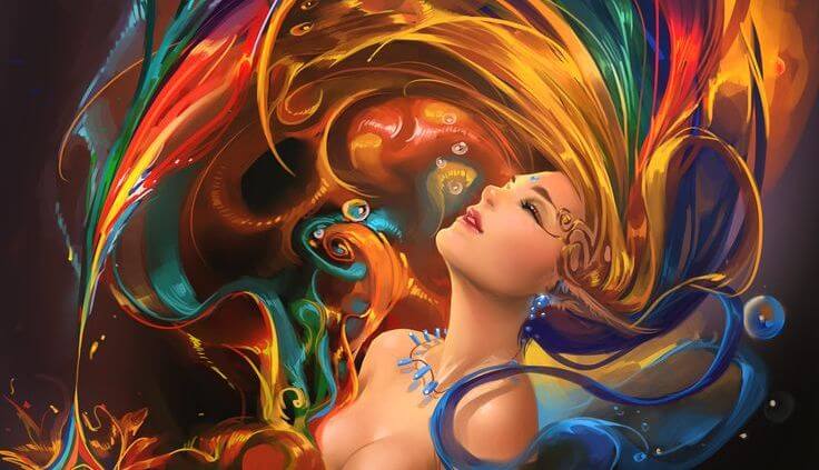 rengarenk saçlı kadın dans ediyor