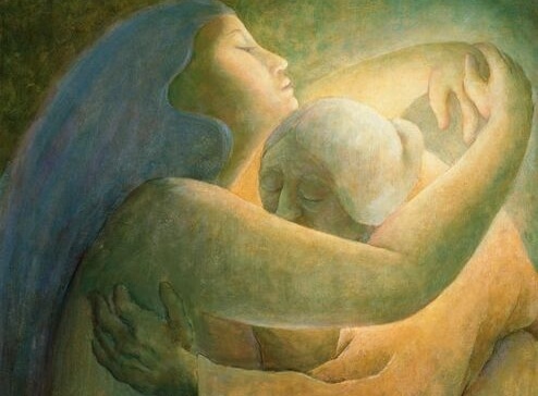 Birbirlerine sevgi ile sarılan kadınlar