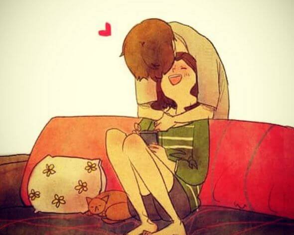 sarılan mutlu çift