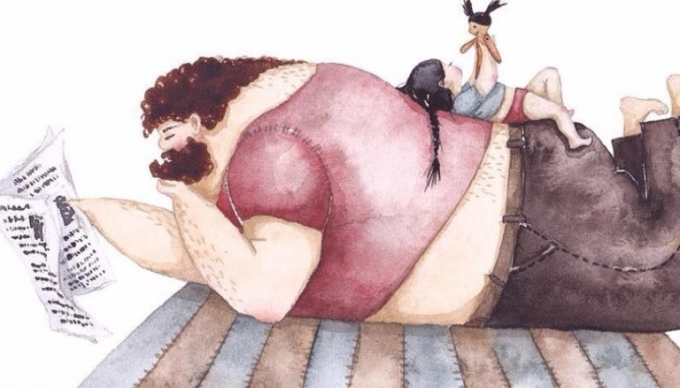 adamın sırtında oturan çocuk