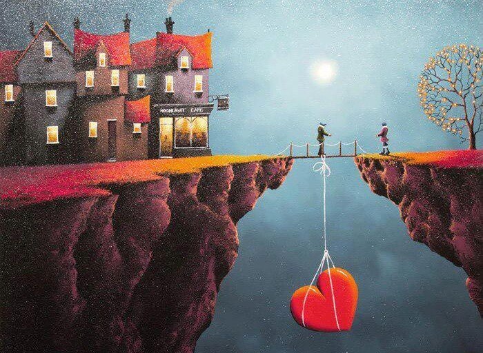 köprüdeki aşıklar ve kalp