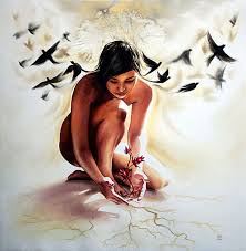 kuşlar çıplak kadın