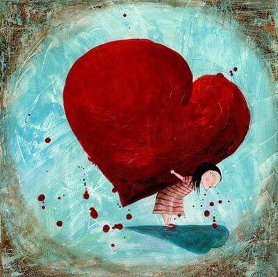 sırtında kalp taşıyan kız