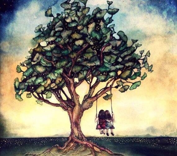 salıncakta sallanan kızlar