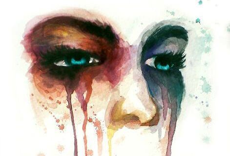 yağlı boya portresinde ağlayan kadın