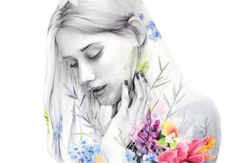 kadın ve çiçekler