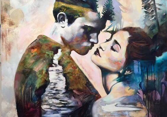 adam ve kadın öpüşüyor