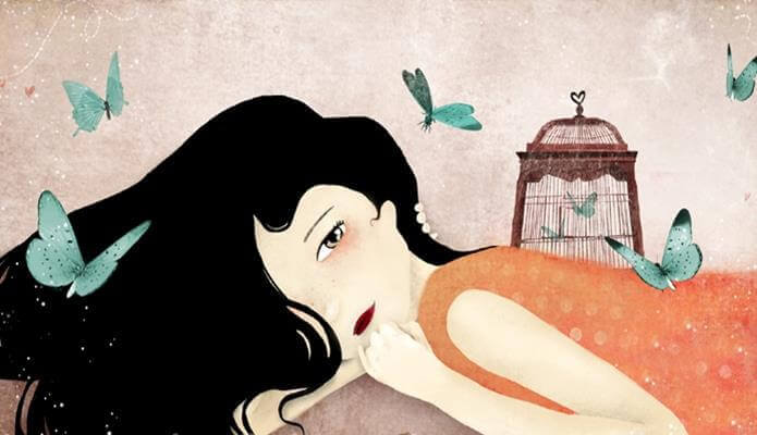 kadın, kafes ve kelebekler