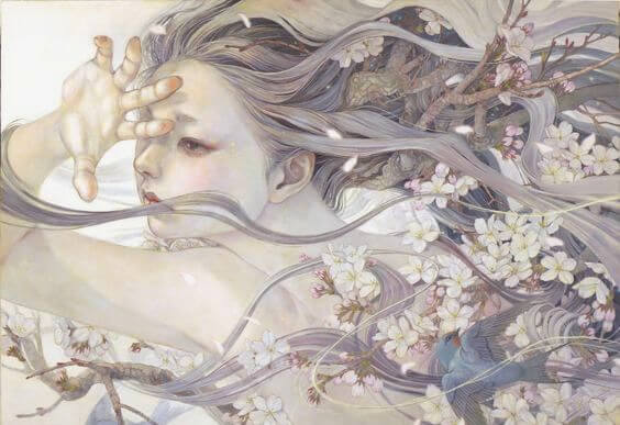 rüzgara karşı yürüyen kadın