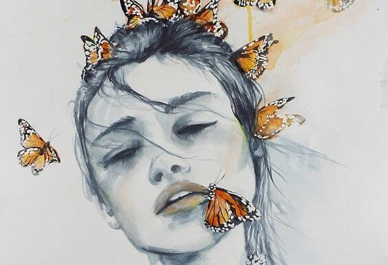 kadın ve kelebekler