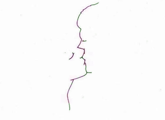 basit çizgilerle öpüşmek