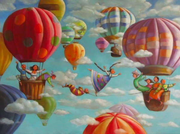 rengarenk sıcak hava balonları