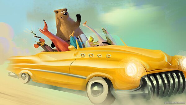 arabada mutlu karikatür