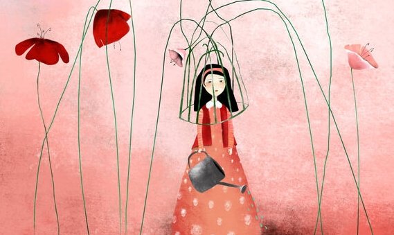 çiçeklerin tutsak ettiği kadın