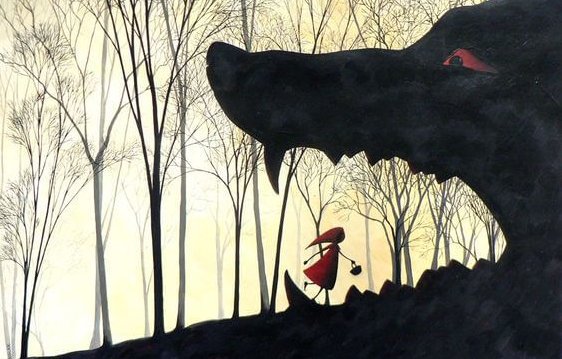 kurdun ağzına giren kırmızı başlıklı kız