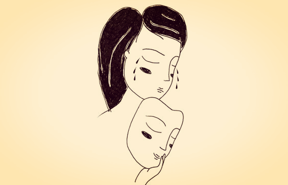 gülen maskeyle ağlayan kişi