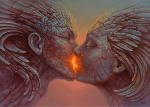 öpüşen yanardağ çifti