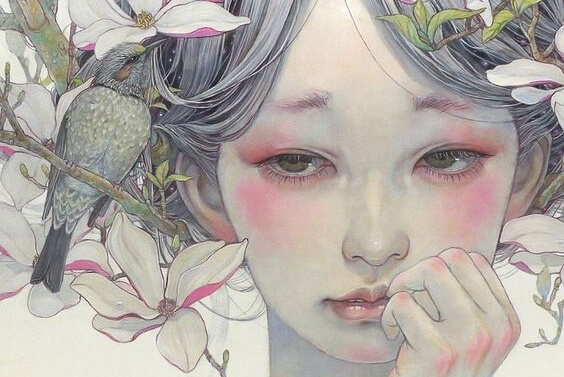 tırnak yiyen çiçek saçlı kız