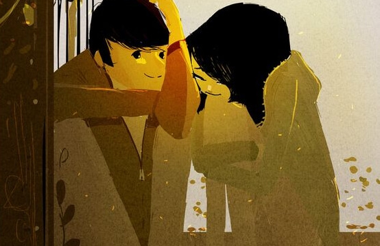 birlikte yerde oturan sevgililer