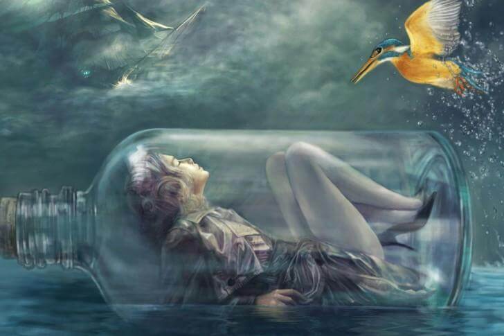 cam şişede kalmış kız