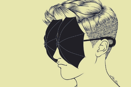 şemsiye gözlüklü adam