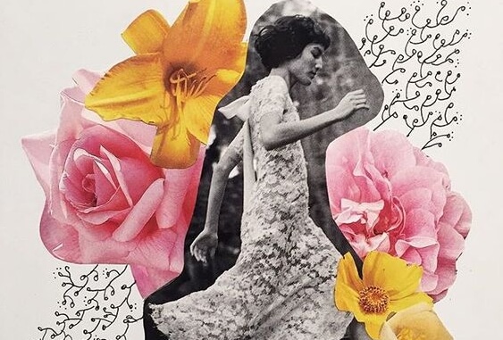 çiçekler arasında koşan kadın