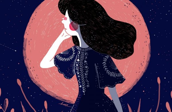 ay önünde düşünceli kız