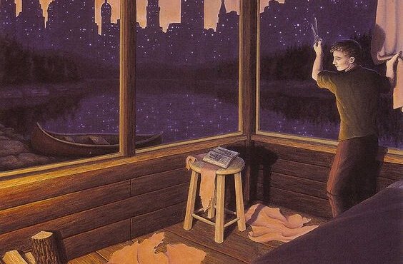 pencerede uğraşan adam