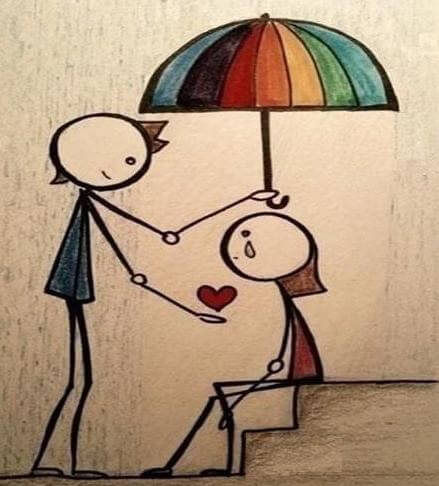 rengarenk şemsiye altında kalp vermek