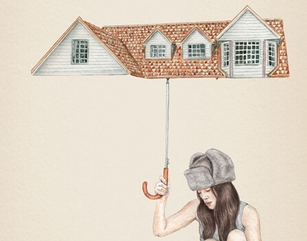 ev şemsiyeli kız