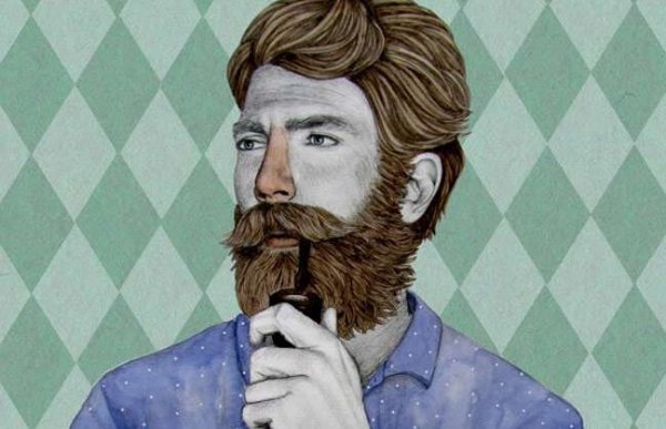 pipo içen sakallı adam