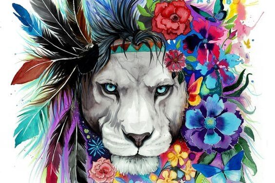 aslan yelesinde renkli çiçekler