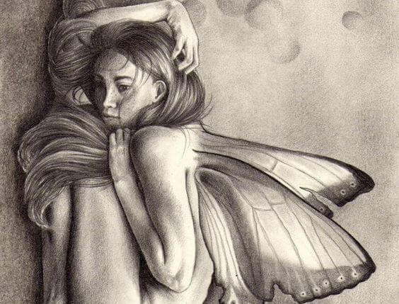 kelebek kanatlı kadın