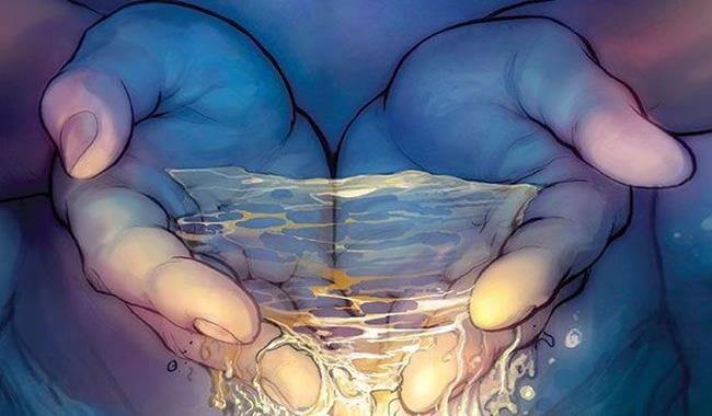 suyu avuçlayan iki el