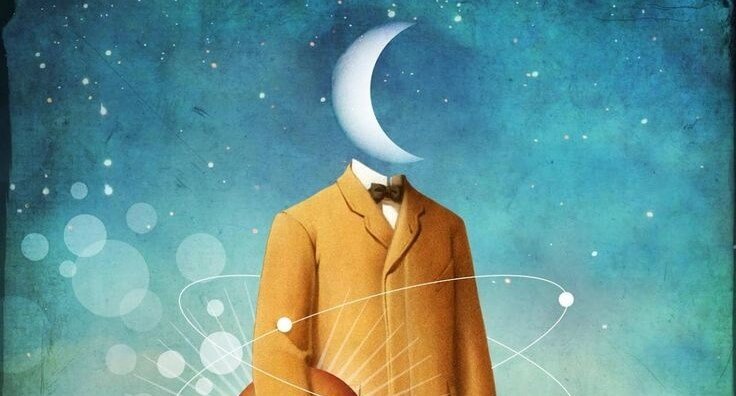 adamın kafası yerine ay var