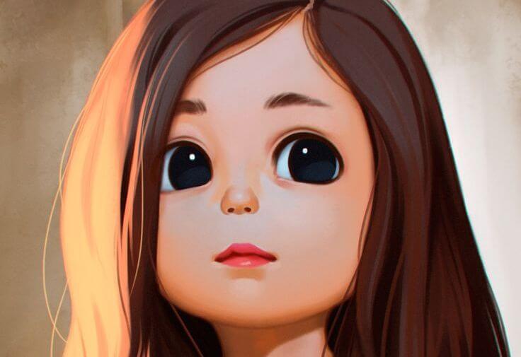 siyah gözlü küçük kız çocuğu