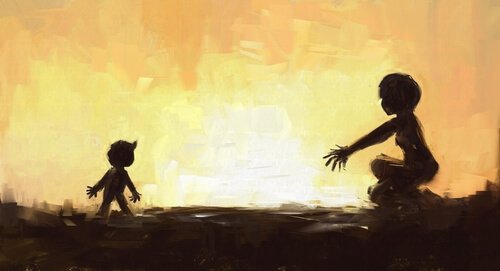 annesine koşan çocuk