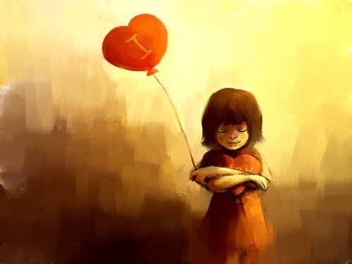çocuk ve kalpten balon