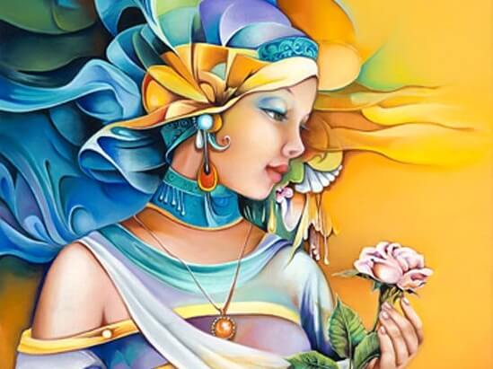 huzurlu kadın ve çiçeği