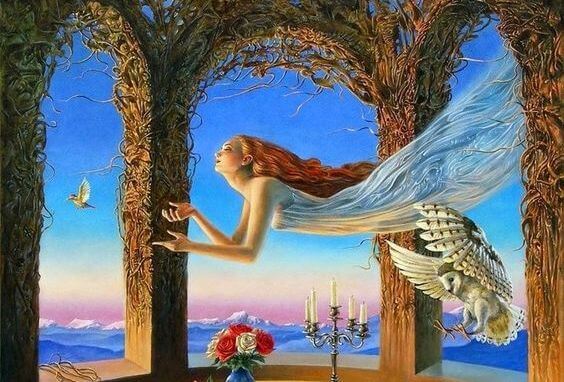 uçan su giysili kadın