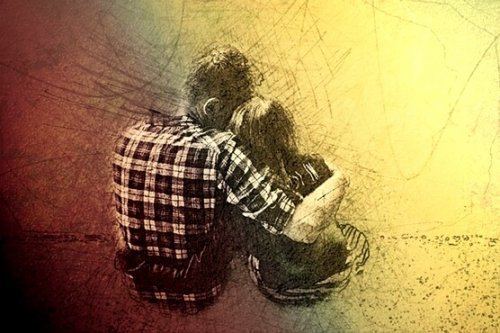 oturup sarılan çift