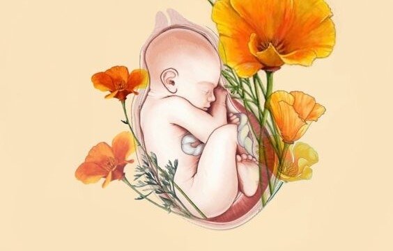 çiçekler arasında bebek