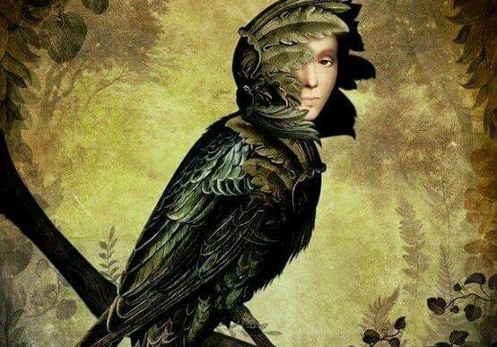 insan kuş olmuş dalda duruyor