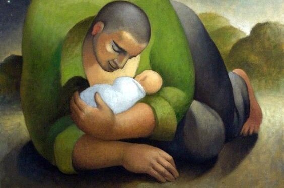 bebeği koruyan baba