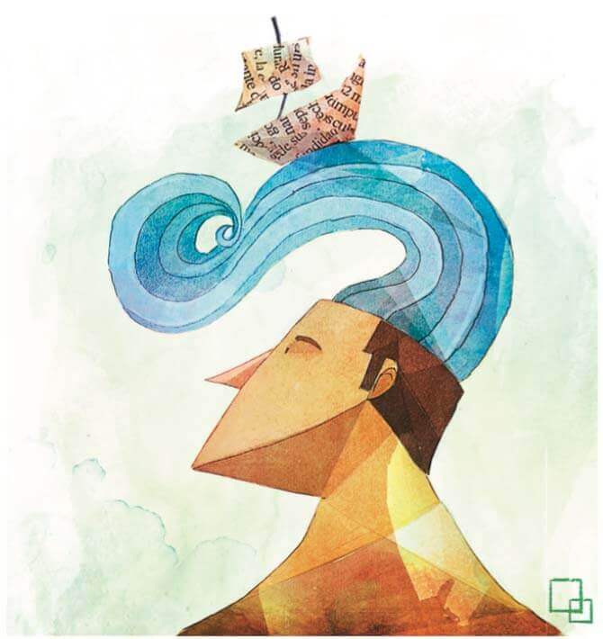 kafasında yelkenliyle yüzmek olan adam