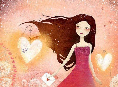 kalpli mektup tutan kız