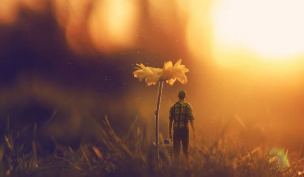 adam tarlada küçücük kalmış